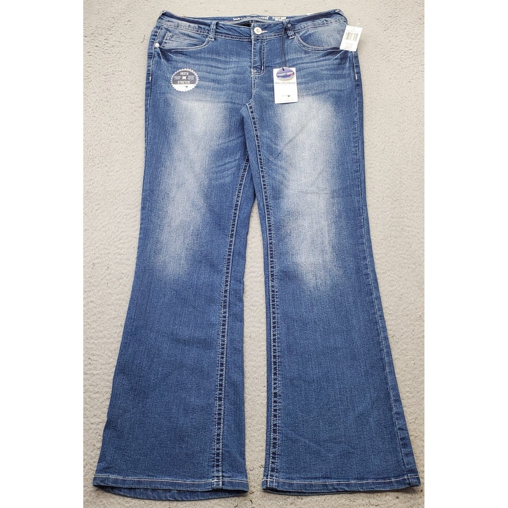 Wallflower The Feisty Curvy Jeans Womens 13 Blue Denim Low Rise Slim Flare Leg
